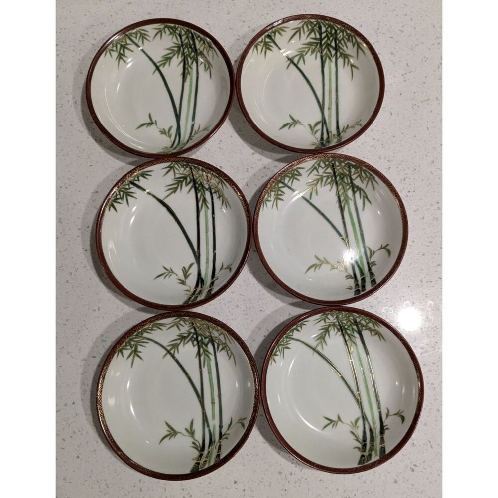 Six Kutani Bamboo design fruit bowls Eggshell China Japan Pre-1930 - Picture 3 of 13